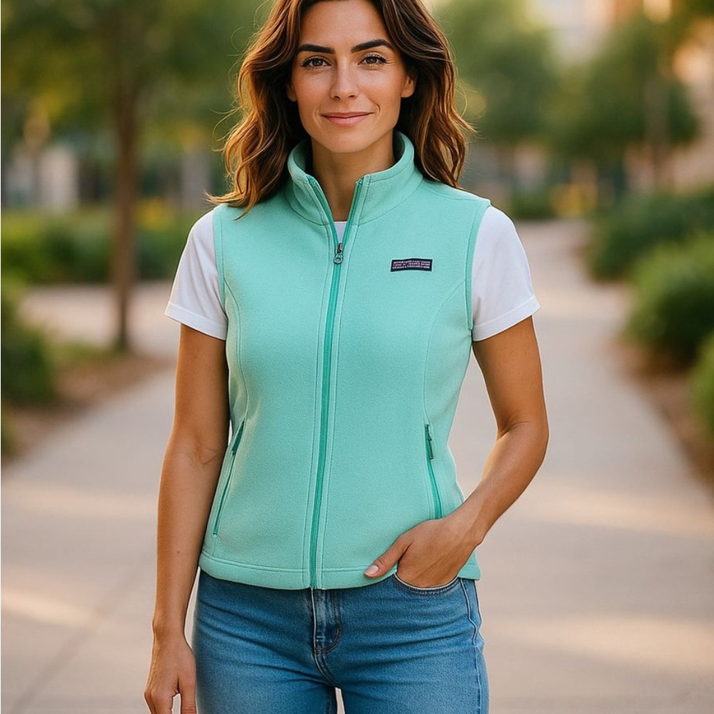 NWOT Women’s Vineyard Vines Mint Green Fleece Vest M